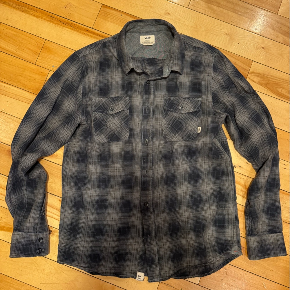 Vans Men's Dark Plaid Button-Down Shirt